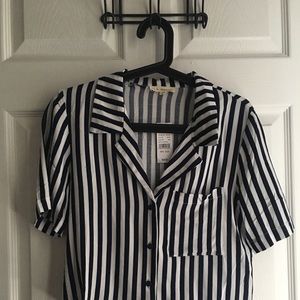 Striped Crop Button Down